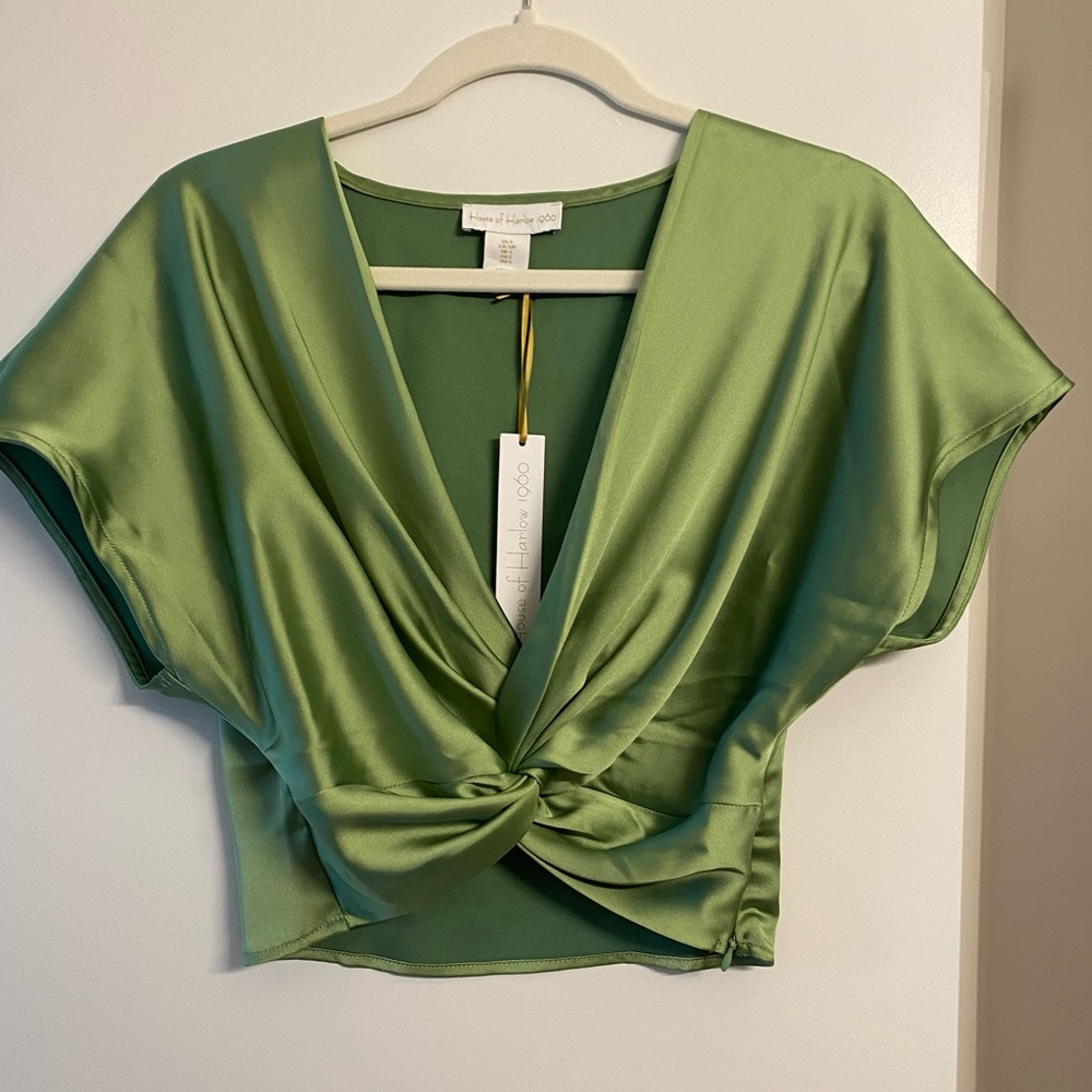 House of Harlow 1960 silk green crop top